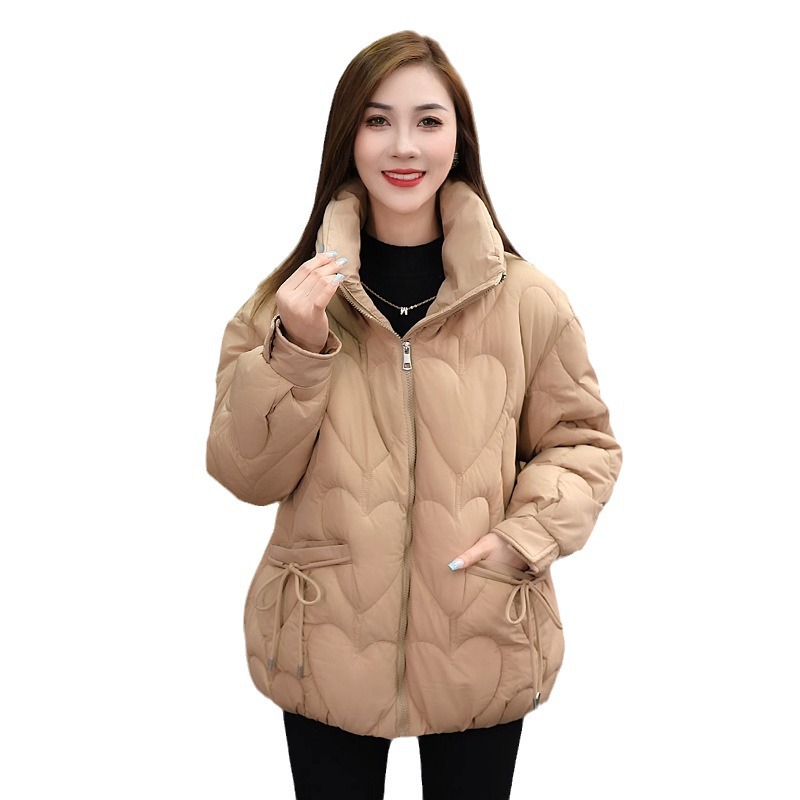2024 invierno ropa de algodón de pluma de mujer ropa de pan holgada coreana ropa de algodón de cuello vertical abrigo de algodón cálido chaqueta gruesa image 5