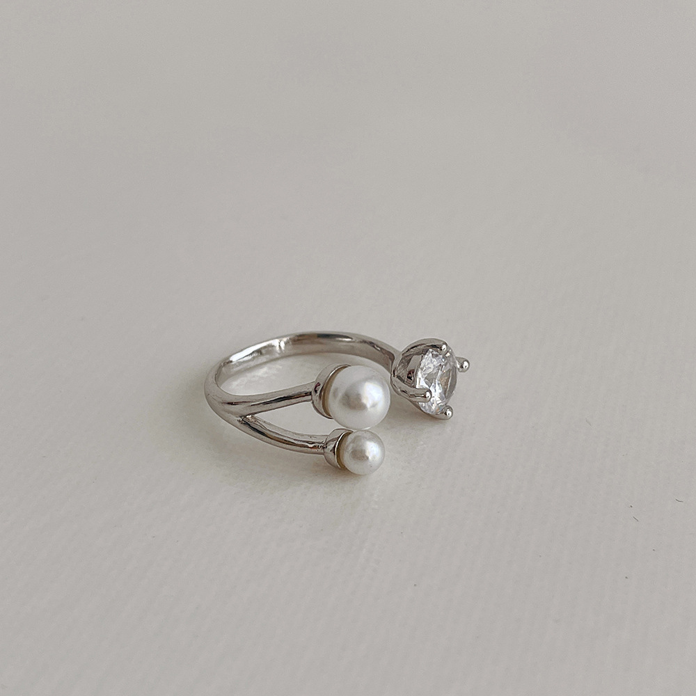 1 Piece Fashion Solid Color Metal Plating Inlay Pearl Zircon Womenu0027S Open Ring