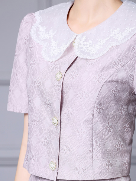 Zhili Purple Celebrity Style Set Skirt Relief Jacquard Top+High Waist Half Skirt Two Piece Set 2024 Summer