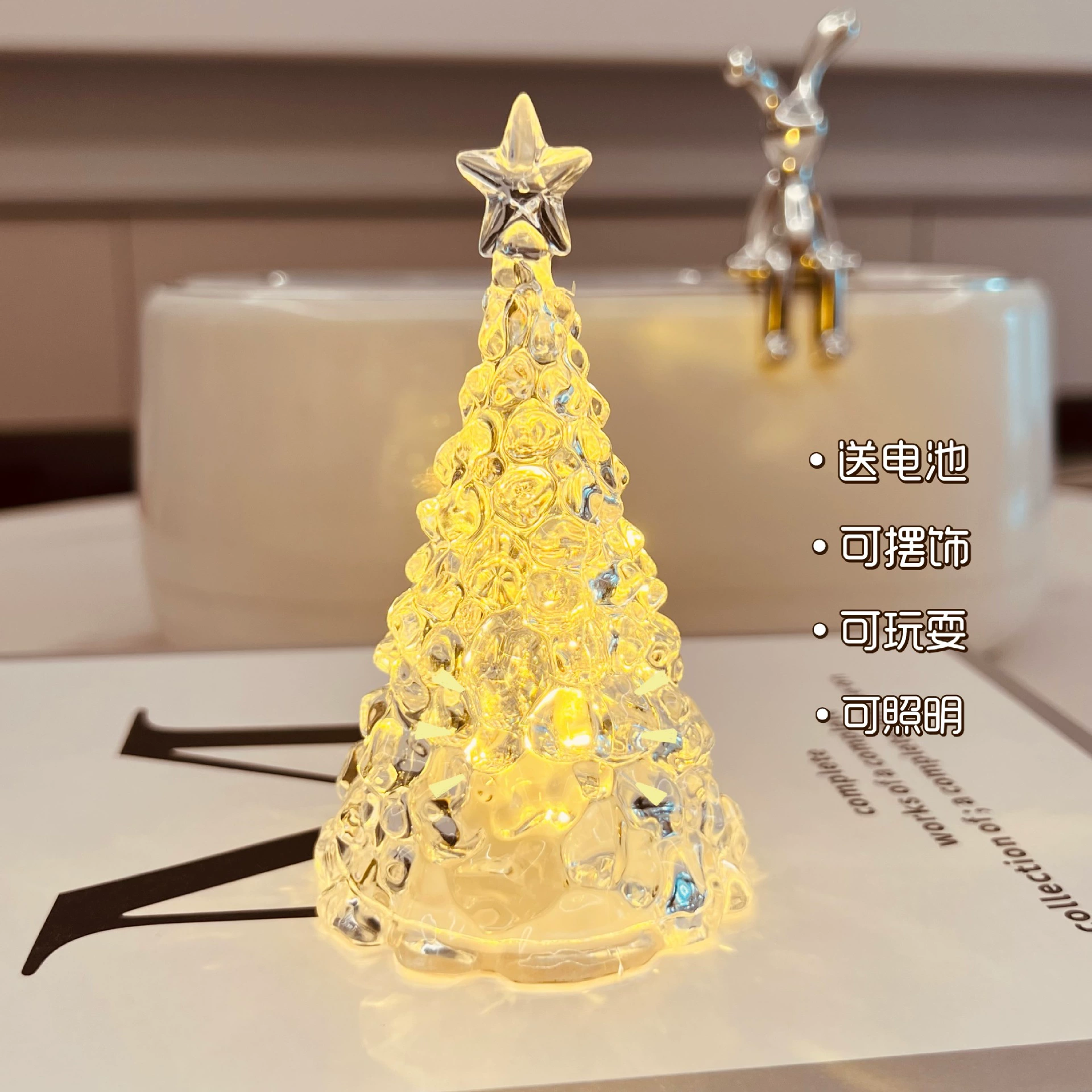 Новогодний ночник, прозрачные огни для кровати