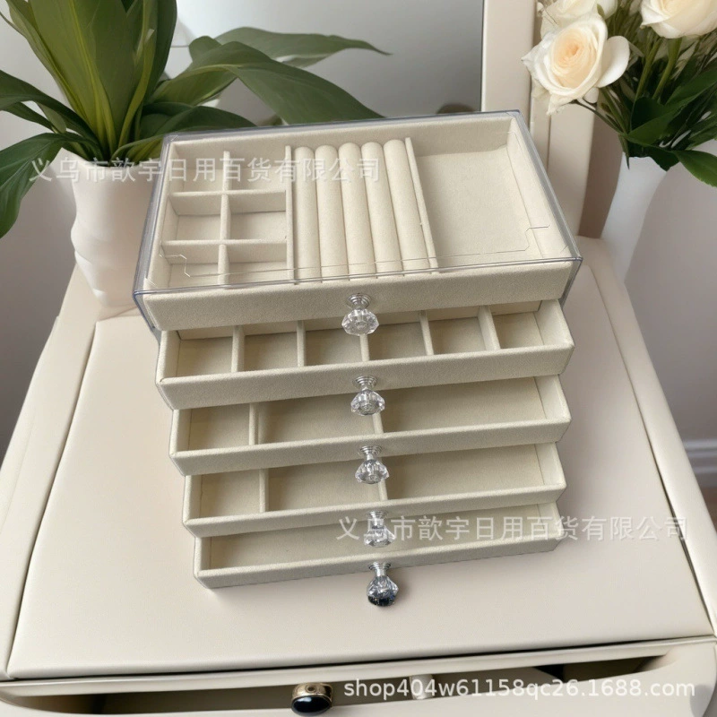Новый прозрачный 5-слойный ящик для хранения ювелирных изделий из ПЭТ, серьги, ожерелье, кольцо, подставка для ювелирных изделий, шкатулка для ювелирных изделий
