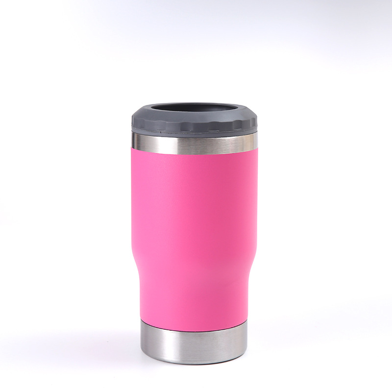Transfronterizo 14oz al aire libre portátil tanque de frío de doble capa de pulverización de vacío taza de aislamiento de plástico creativo auto-construido abridor de botellas de vidrio de cerveza