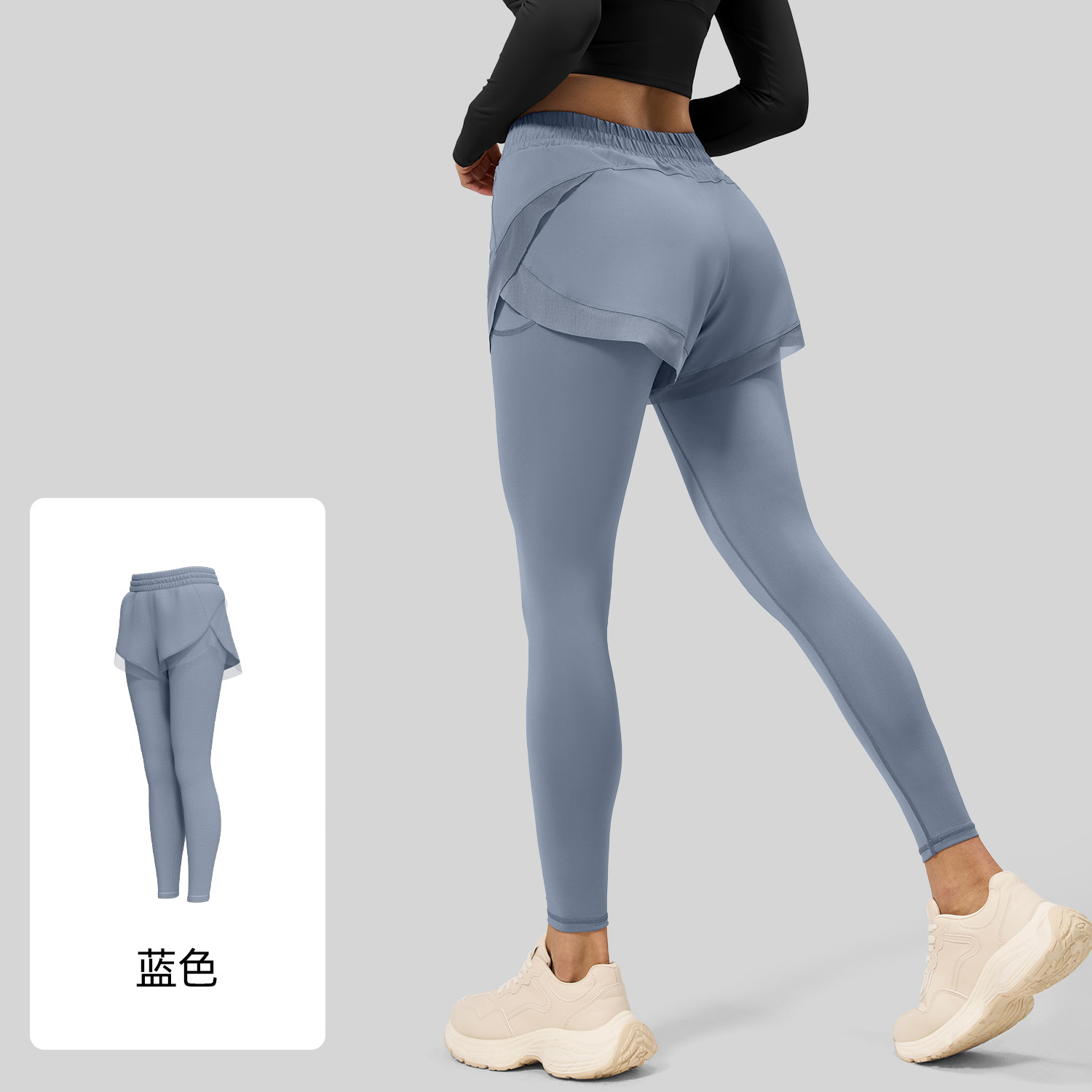 Juyi Tang falso transfronterizo de dos piezas pantalones de bolsillo pantalones desnudos pantalones de gimnasio de cintura alta pantalones para mujeres
