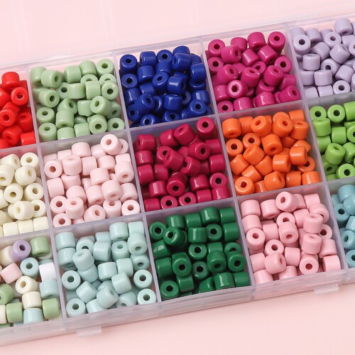 6mm acrylic solid color small cylindrical cream beads loose beads DIY handmade beaded mobile phone chain bracelet jewelry accessories