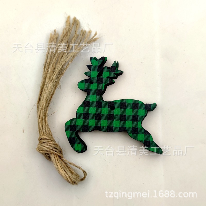 33 modelos de cuadros verdes y negros serie navideña piezas de madera colgante de decoración navideña se pueden combinar libremente 10 piezas en un paquete