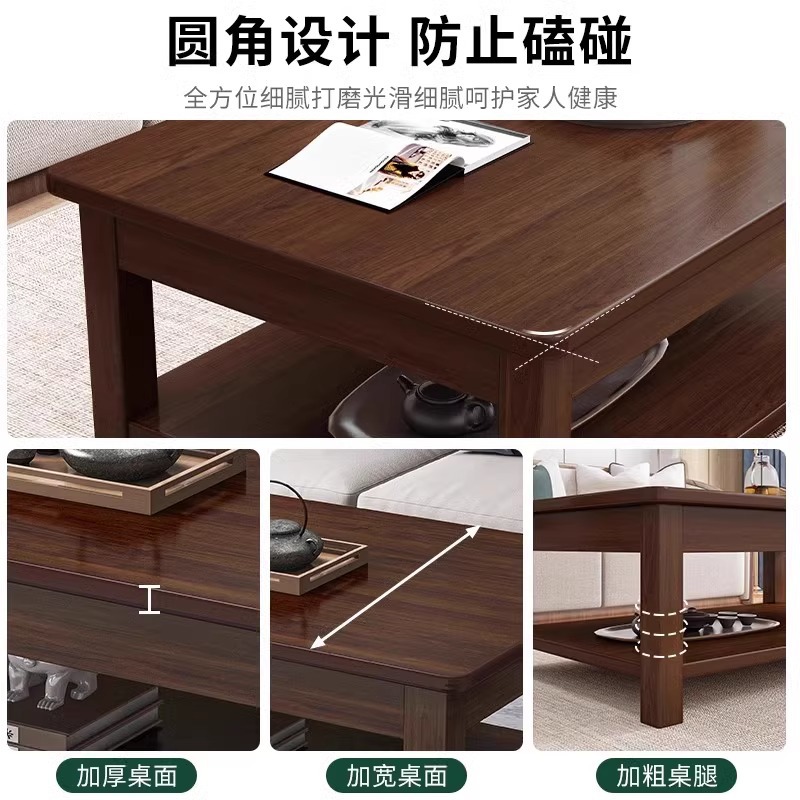 Mesa de centro de madera maciza para el hogar, moderno, simple, pequeño apartamento, mesa de té multifuncional, casa de alquiler, mesa baja para comer, mesa de té simple