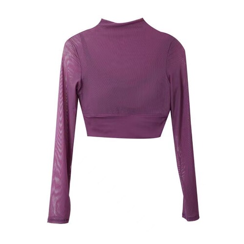  One-piece Fixed Bralette False Two-Piece Long Sleeve Mesh Fitness Yoga Set Top Autumn and Winter Sports Clothing Set