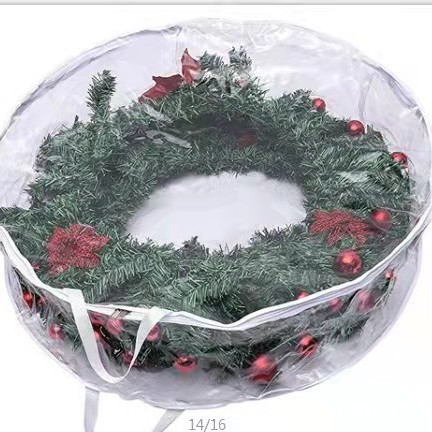 Bolsa de almacenamiento transparente de PVC para guirnaldas navideñas transfronterizas, decoración de árboles de Navidad, guirnalda redonda, bolsa colgante para regalo.