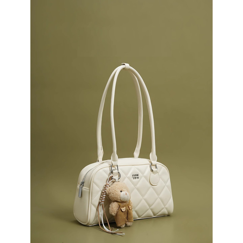 French Lazy Style Underarm Bag Women's New Fashion Rhombus Portable Shoulder Bag Commuter Bowling Bag New Style