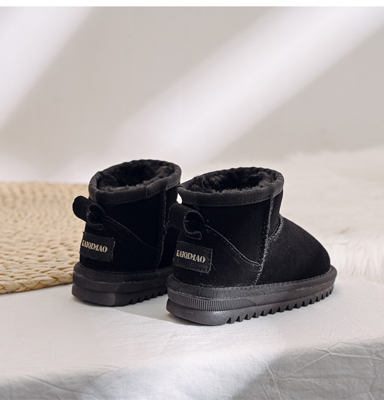 Bottes de neige en cuir de vache pour enfants, bottes courtes pour garçons et filles, en coton peluche épais, de haute qualité, nouvelle collection 2022_voghion.com