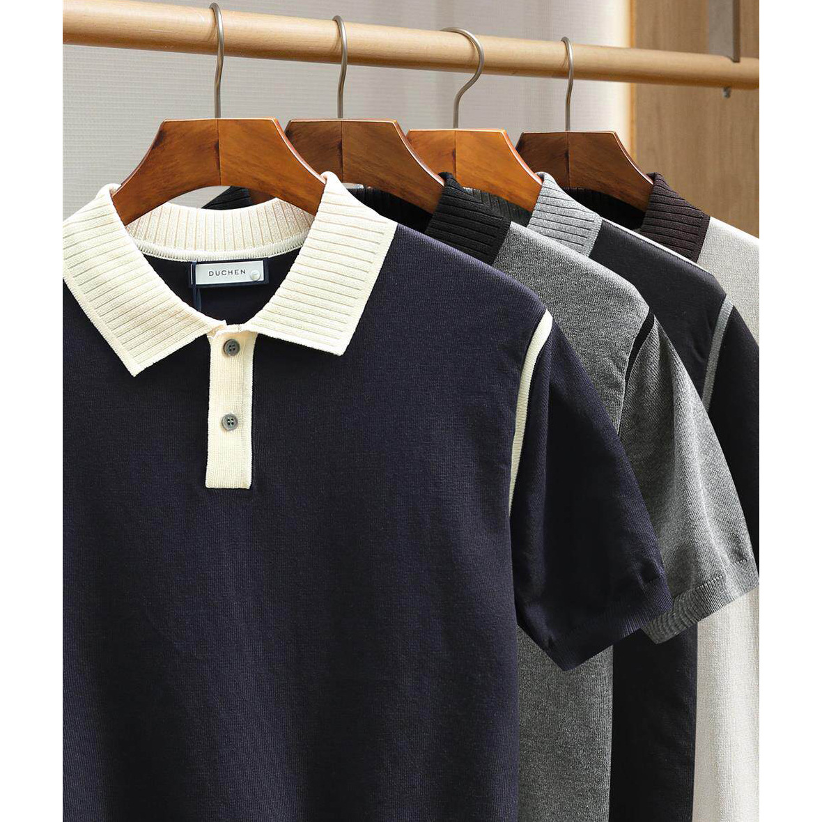 Polo camiseta de punto camiseta de manga corta camiseta de hombre paul línea tridimensional viejo qianfeng verano fábrica transfronteriza al por mayor