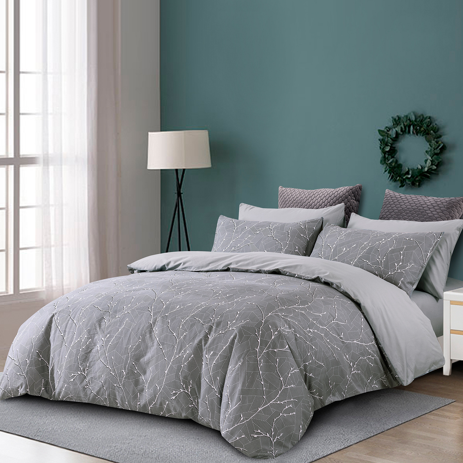 Algodón puro de cuatro piezas de ropa de cama dormitorio de estudiantes sábana cubierta del edredón Algodón puro simple piel-friendly nueva cubierta del edredón impreso Doble