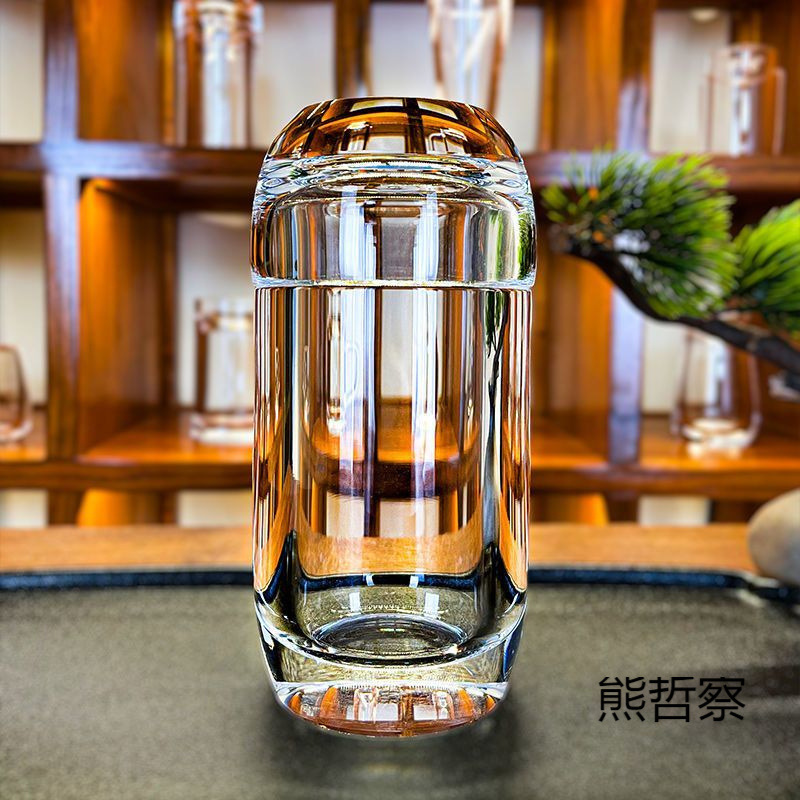 水晶茶漏三日月天然原鉱水晶杯蓋杯一杯両用事務杯茶具高級茶杯|undefined