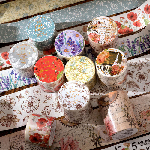 Momo Retro Floral Watercolor Washi Tape Flower Wonderland Series 8 DIY Decoration Material Stickers for Handheld Accounts