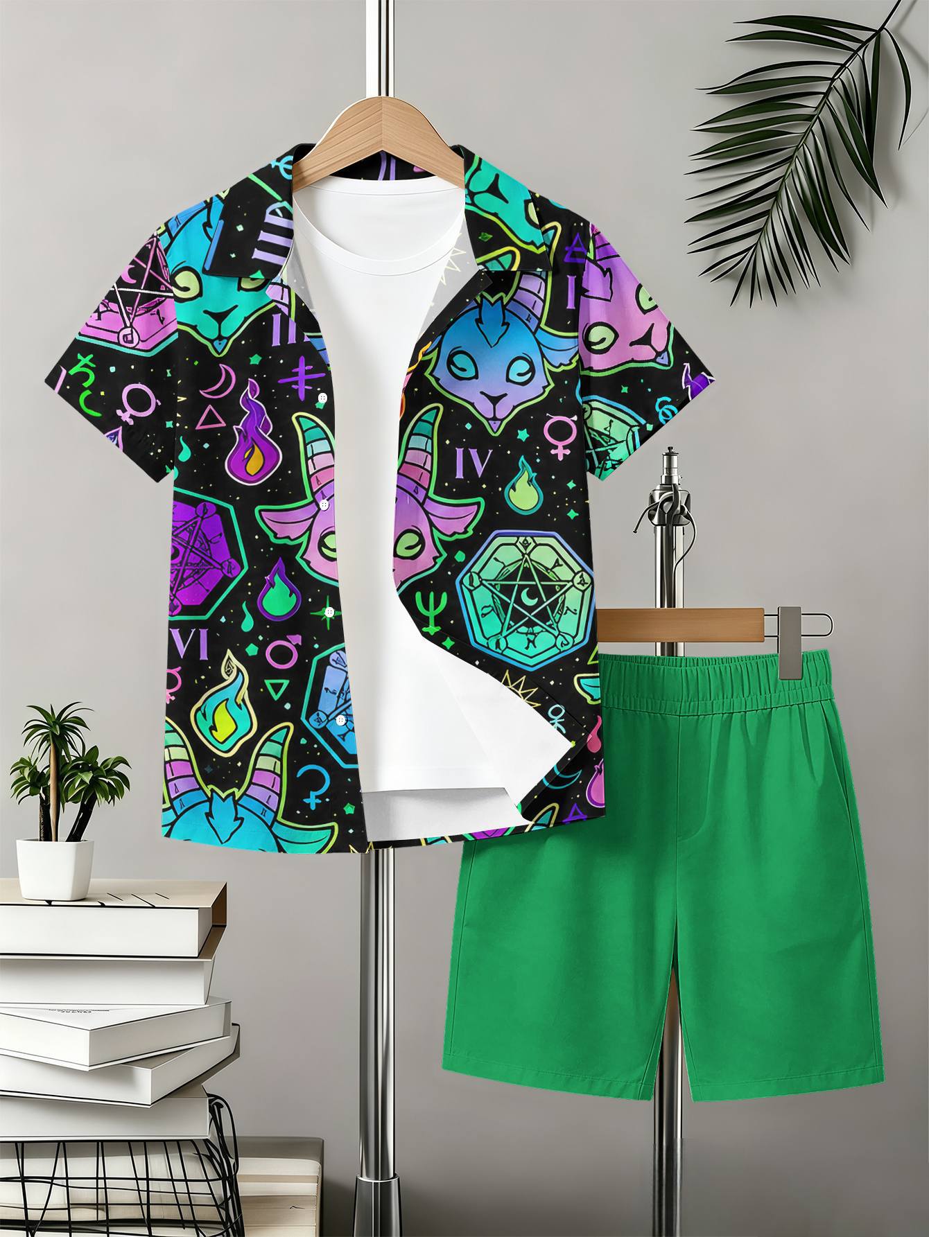 Boys Shirt And Shorts Set With 3d Printed Patterns For Summer_voghion.com