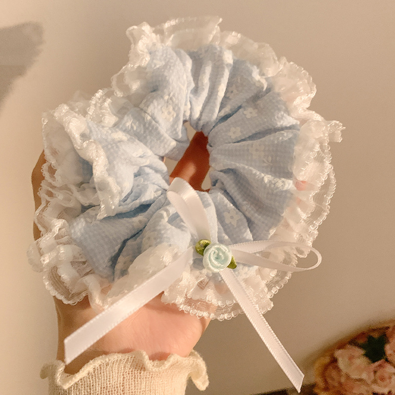 Encaje retro francés, diadema de intestino grueso, mujer 2025, nuevo estilo, cuerda para el cabello, banda de goma, lazo, dulce cuerda para el cabello, accesorios para el cabello