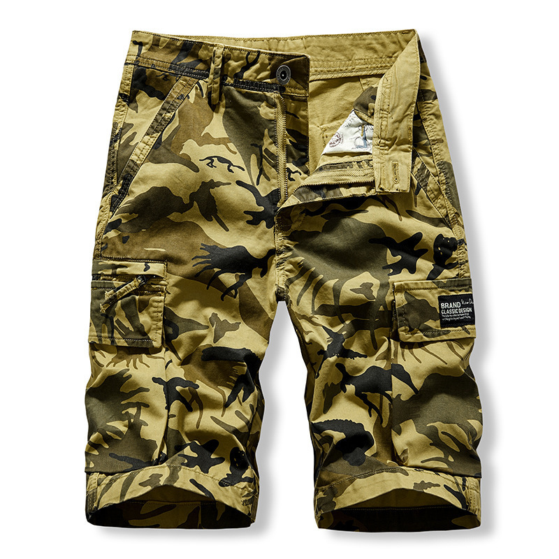 Cross-Border Foreign Trade Khmer Cargo Shorts Men's Summer Casual Military Uniform Printed Beach Pants Camouflage Multi-Pocket Six-Point Pants