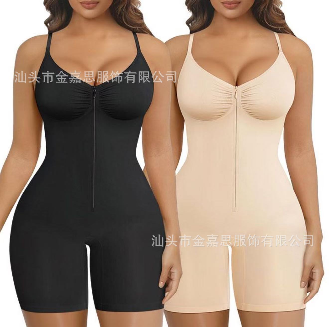 Popular European and American cross-border foreign trade shapewear: sexy high-elasticity zippered camisole waist-slimming body-shaping jumpsuit for women