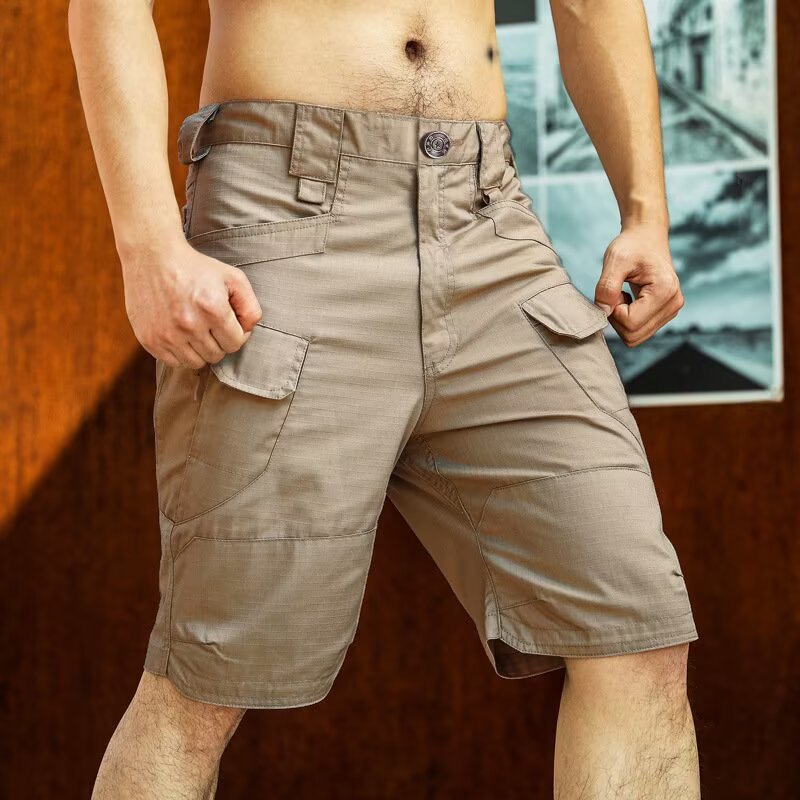 Pantalones tácticos de verano pantalones cortos delgados para fanáticos de secado rápido para hombres, ropa de trabajo de color de secado rápido al aire libre, pantalones de cinco puntos, fanáticos militares impermeables