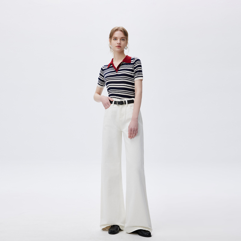 Lan Yuxi 2025 Spring Jeans Women's Solid Color Large Edition Slim Straight Leg Ceiling Wide Leg Pants Spandex