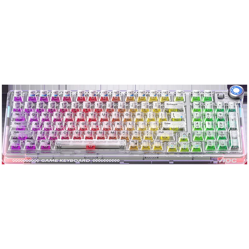 AOC K98 透明 无线 三模 定制机械键盘 RGB 蓝牙 USB 电竞 游戏 办公 多功能