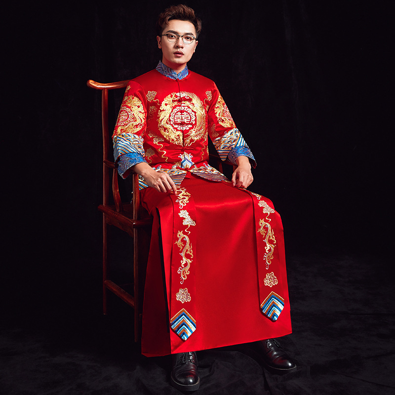 Xiu clothing Groom Chinese style Wedding dress Dragon and gown Tang costume men's wear Xiu man Large Men's