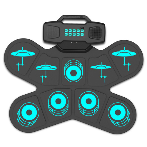 Hand-rolled electronic drum desktop drum set with double speakers rechargeable cross-border foreign trade percussion board for children to play DTX games