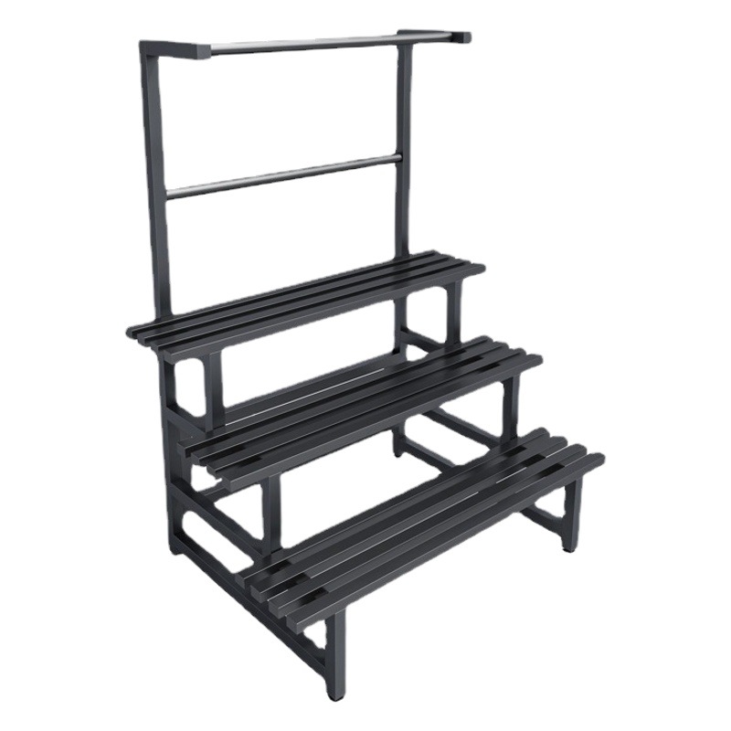 Soporte de balcón de hierro para interiores y exteriores Soporte rectangular de pie de escalera de múltiples capas Soporte de flores de pintura de acero inoxidable Rábano verde Soporte de flores suculentas