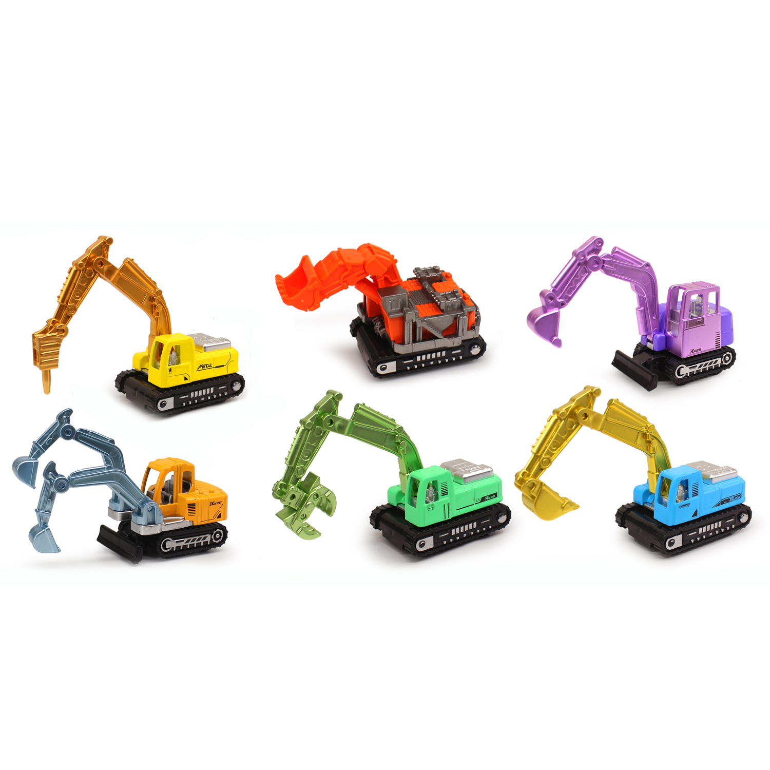 Simulation Mini Alloy Colorful Excavator Digging Machine Grabber Sliding Model Children's Toy Gift