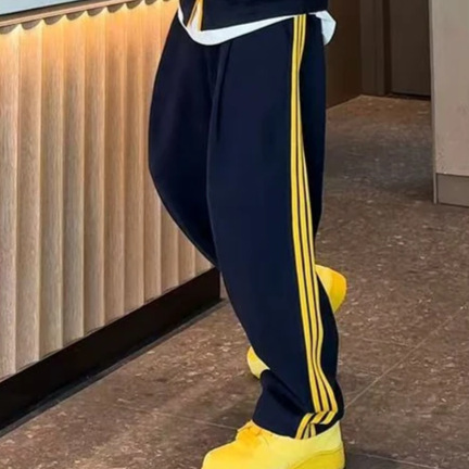 秋季新款美式撞色三条杠运动男卫衣休闲立领外套裤子潮流时尚套装|undefined