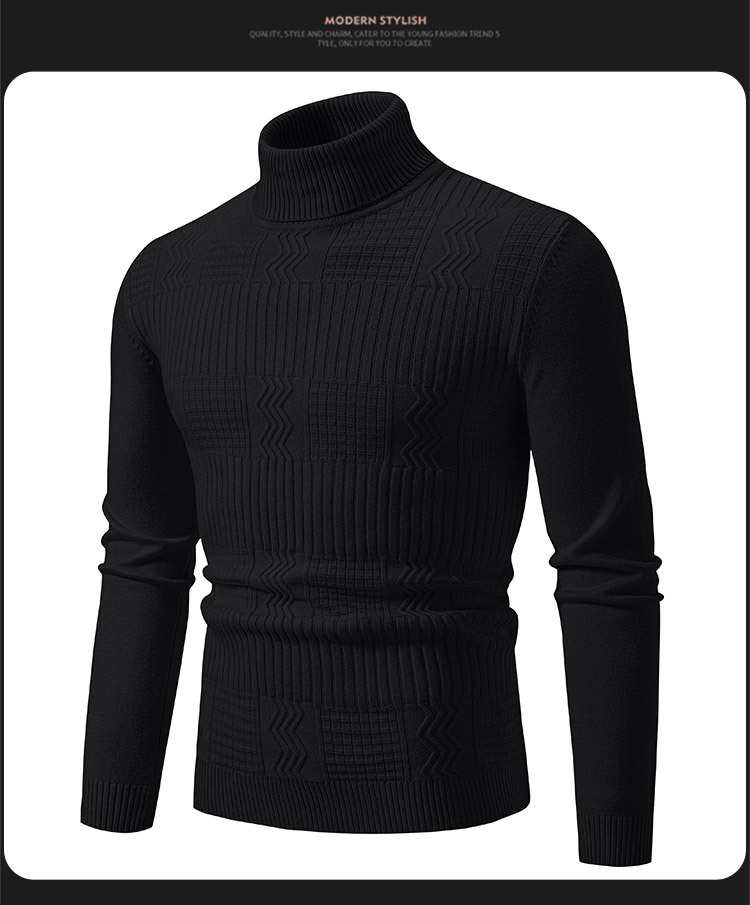 Men's High Neck Knit Sweater – Slim Fit Thermal Pullover For Layering Essentials_viptrois.com