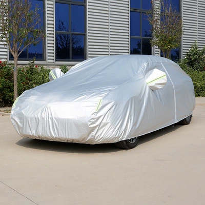 Car clothing, Car Cover - s-silver-single-layer-oxford-cloth-green-short-reflective-strips
