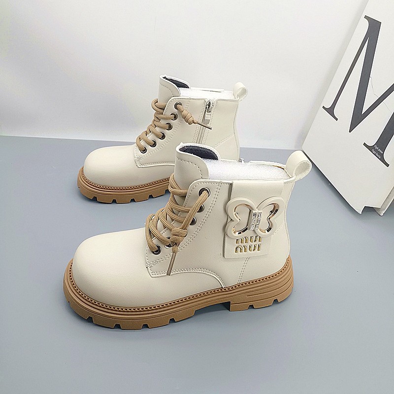 32-37 Otoño y invierno nuevas botas Martin de niñas de moda impermeable botas para niños mayores botas cortas princesa de lana