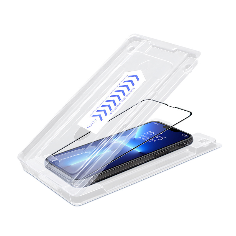 iPhone13钢化膜防尘仓套装 苹果IP15高清手机钢化膜通用贴膜器厂