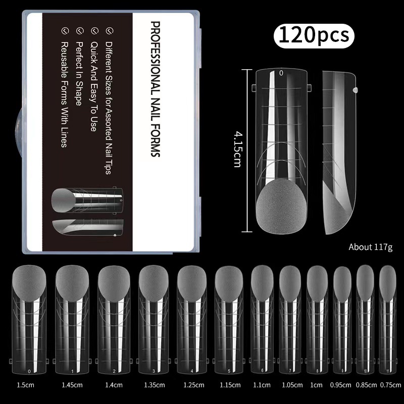 Nuevos productos transfronterizos de uñas sin papel mano extensión de cristal 120 piezas de uñas de almendra ballet con escala de uñas