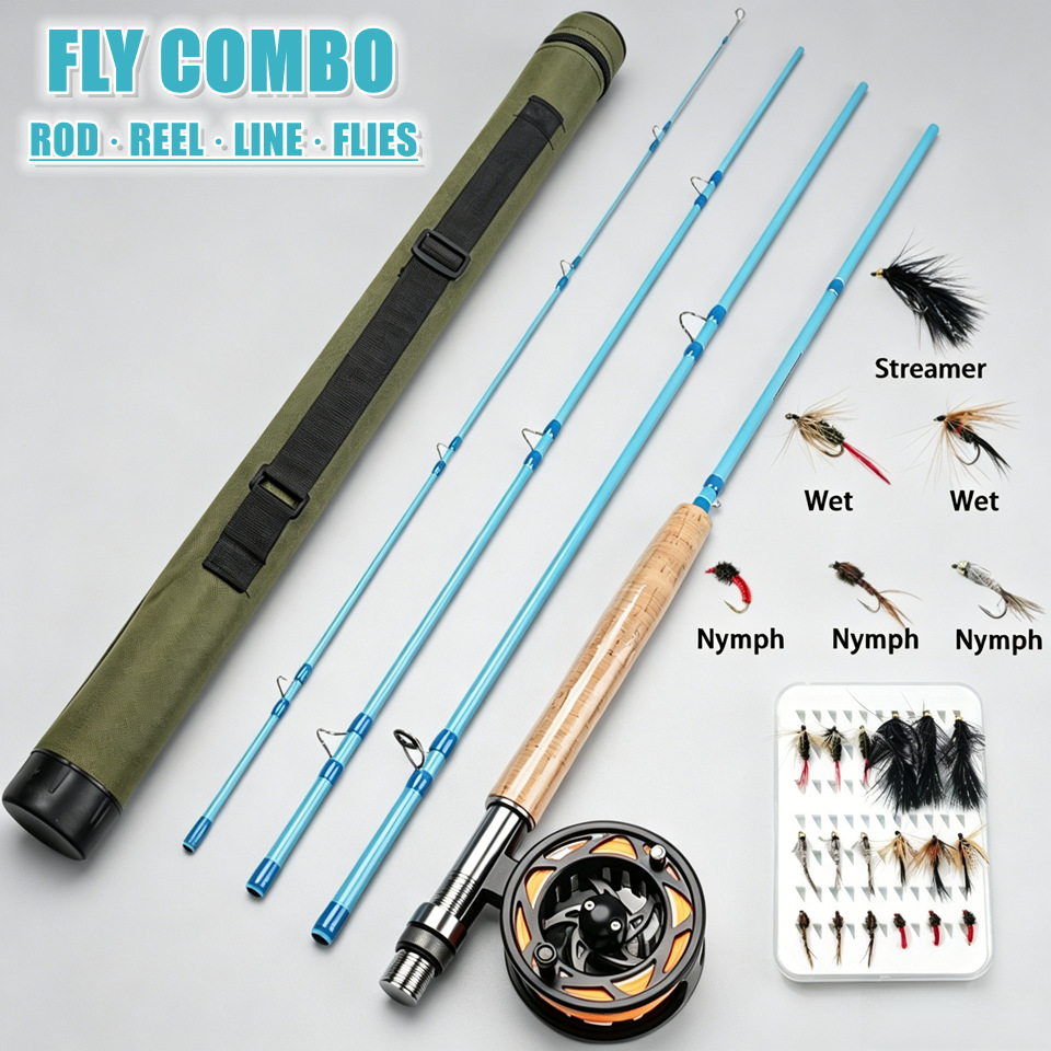 Professional Fly Fishing Set, Fly Fishing Rod, Fly Fishing Reel, Floating Line, Fly Hook Combo, One-Stop Fly Fishing Solution for Stream Fishing