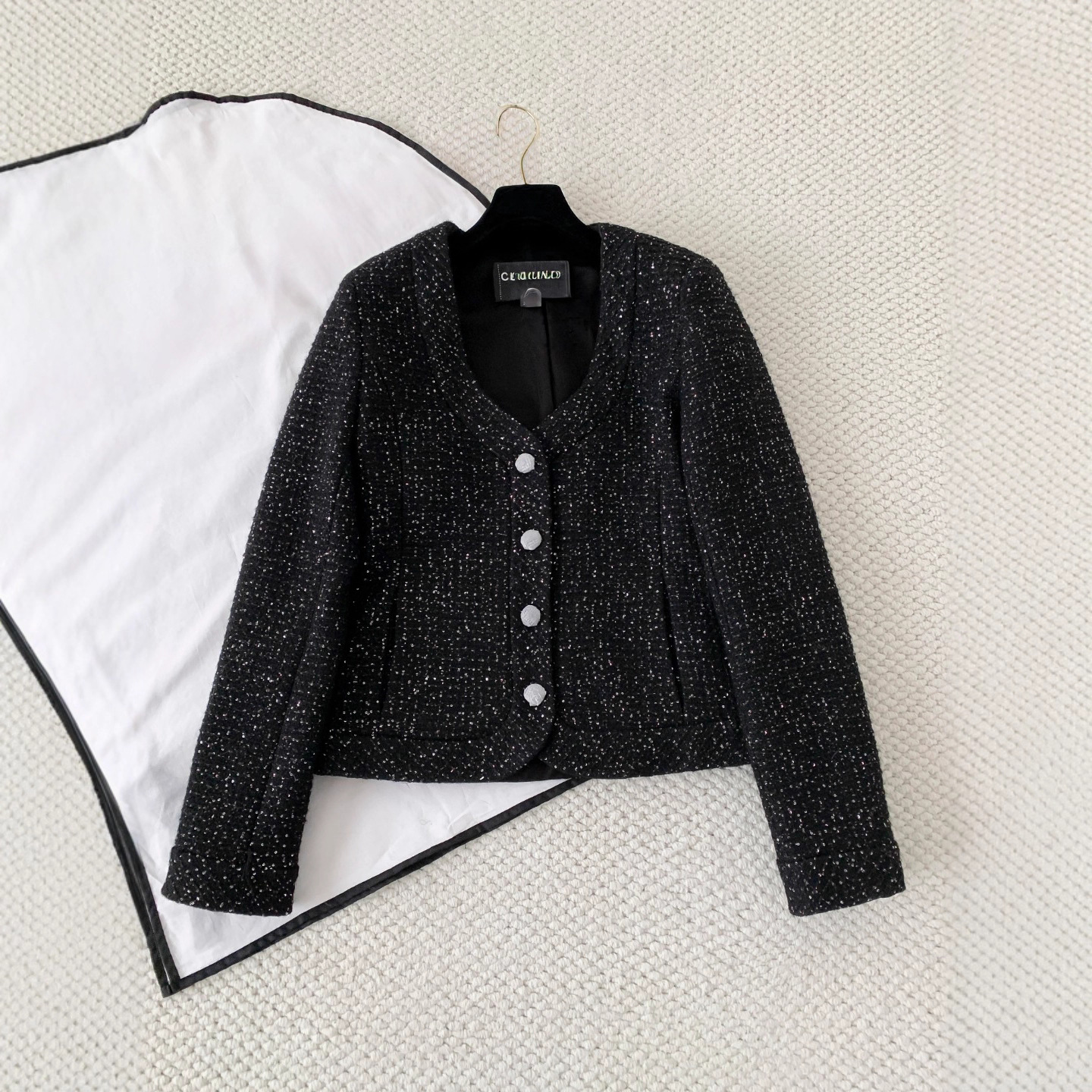 Silk 25B New Style Small Fragrant Jacket Women's Short Tweed Woven Ladylike Top