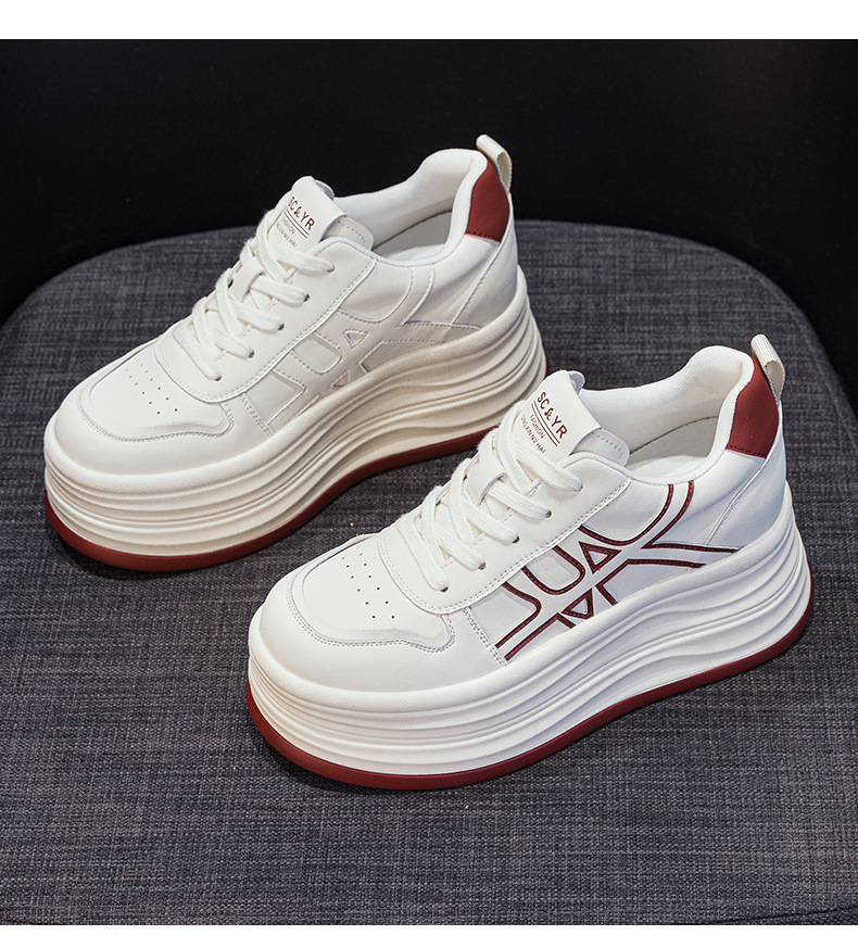 Giày sneaker nữ đế dày tăng chiều cao phong cách thể thao đa năng — M2985 lót đơn màu bạc, M2985-1 cộng với nhung đỏ, M2985-1 plus nhung bạc, M2985 lót đơn màu đỏ chi tiết 16