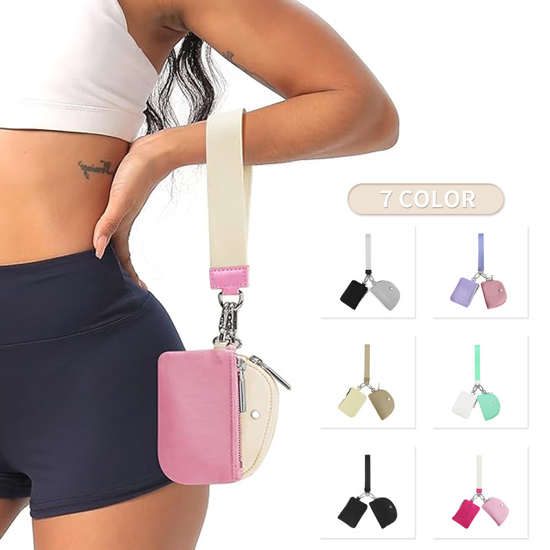 In stock Amazon lulu same multi-functional fashion women's wrist bag portable simple bank card mini coin purse