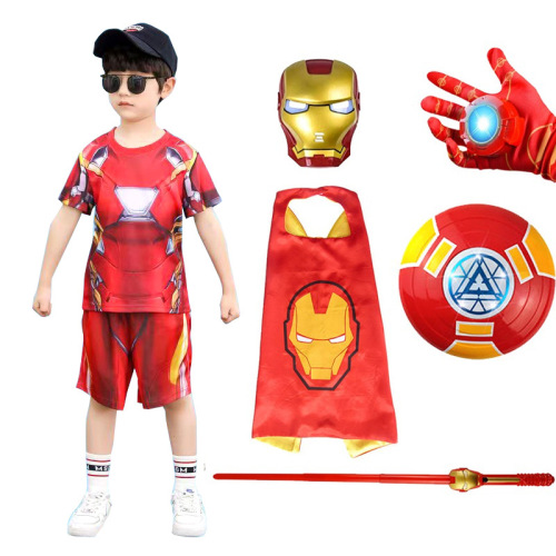 Halloween children's costume accessories set including American Captain and Iron Man, quick-dry clothing, a complete gift for children's day.