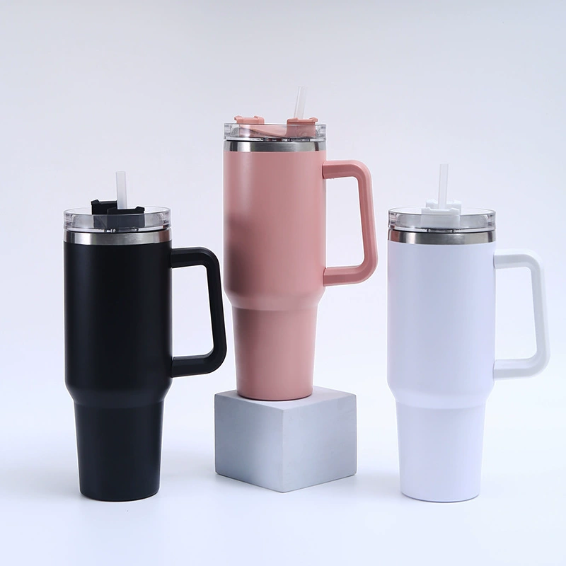 Travel handheld capacious glass stainless steel, tea cup, straw, 40 oz, stainless steel AISI 304