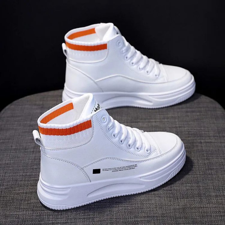 Zapatos de mujer de alta altura, otoño de 2025, nuevos zapatos deportivos casuales de estilo blanco, zapatos de invierno y cacho para mujeres.