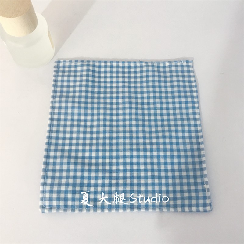 オリジナルins文芸日本式綿麻青白色格子食卓布マット焙煎布芸断熱ぽっちゃりコースター|undefined