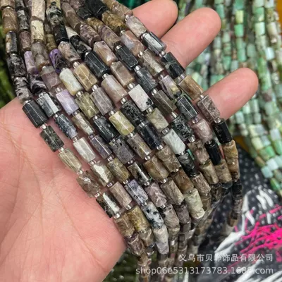 Zərgərlik ara hissələri cut round tube beads loose - 2purple-dragon-crystal-8x11mm-pillar-beads-approx-15-beads-per-strand-short-style