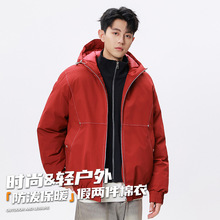 个性假两件款式冬季新款立领棉服外套潮情侣加厚保暖宽松棉衣服男