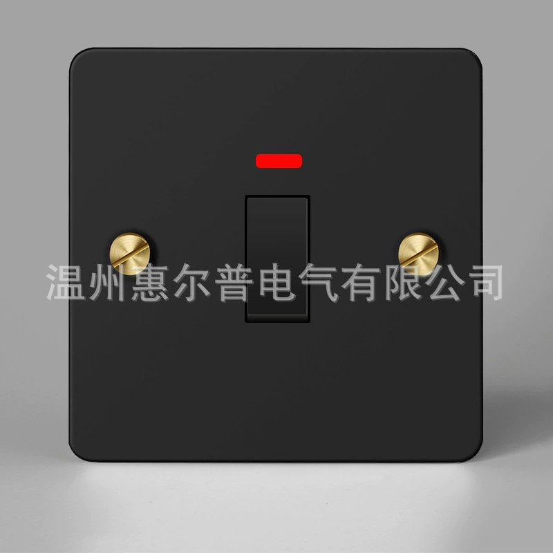Mounted black retro switch key, light panel stainless steel
