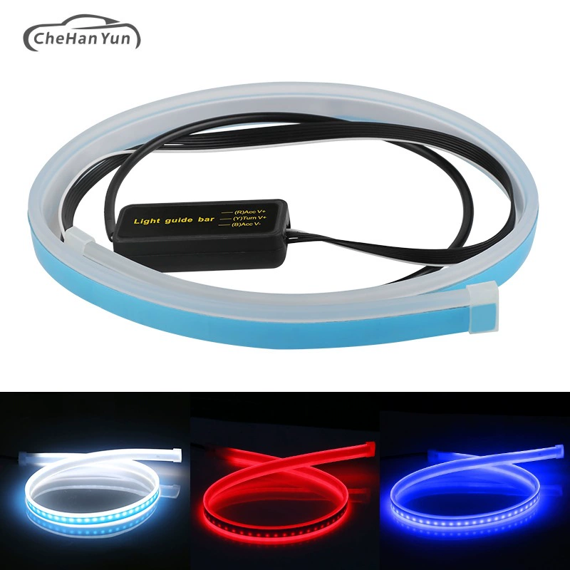 Автомобильные светодиодные ультратонкие дневные ходовые огни внешняя световодная полоса хоста 304560 см двухцветная лента указателя поворота декоративные огни