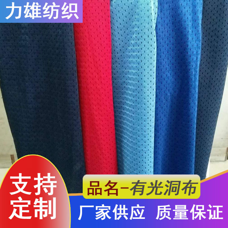 厂家供应密经编有光网布T恤运动服装面料速干柔软密小孔洞布