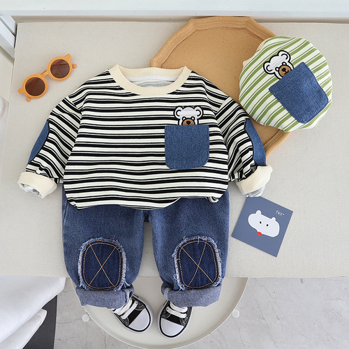Baby boy round neck sweatshirt suit  new clothes children infant casual baby boy autumn suit