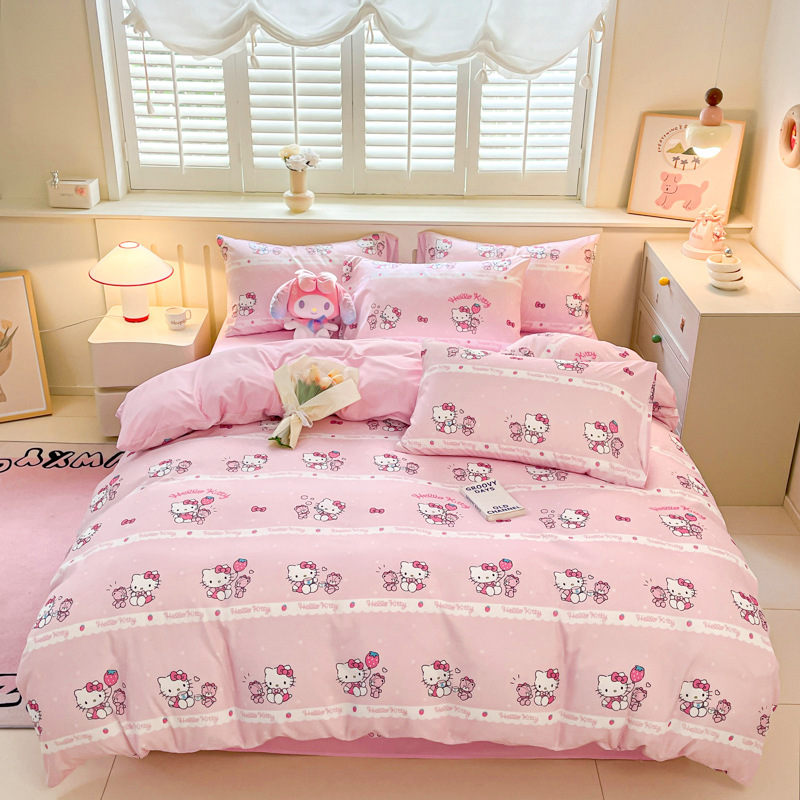 サンリオ ボックスシーツ 4点セット 寮 3点セット 家庭用寝具セット ベッドシーツ 掛け布団カバー ベッドバッグ 卸売代理店